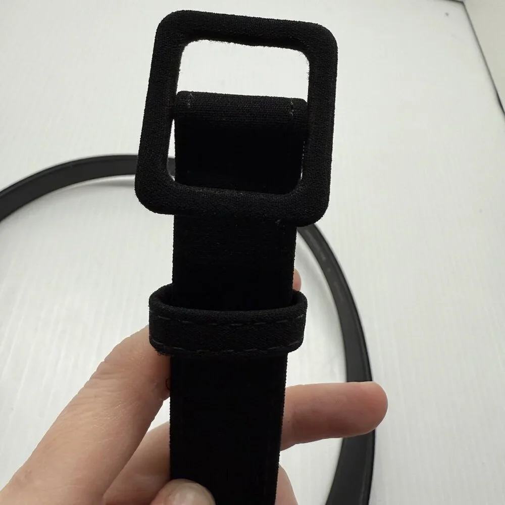 Lafayette 148 New York Black Belt Women’s Size L Minimalist Square Buckle